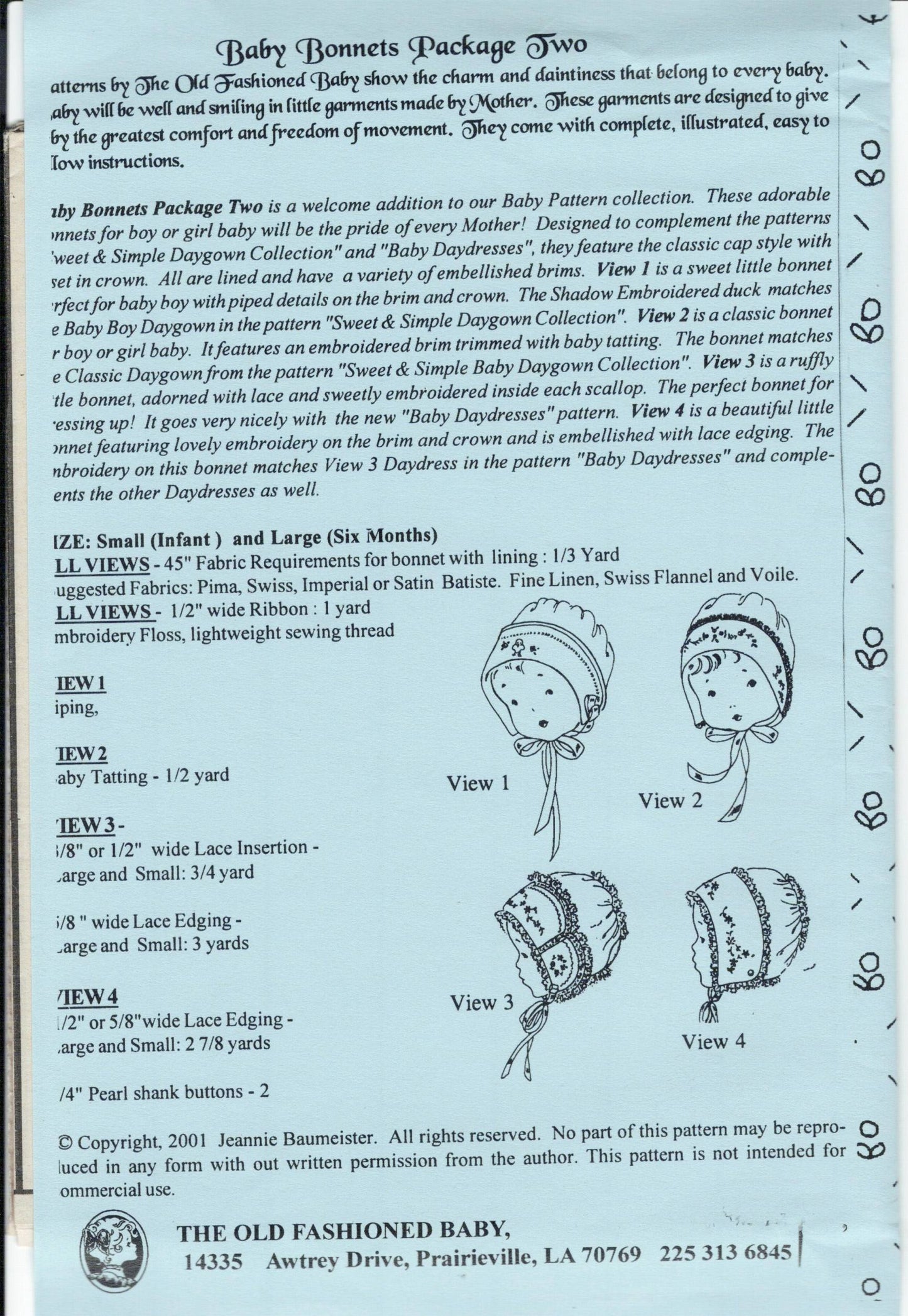 The Old Fashioned Baby - Baby Bonnets