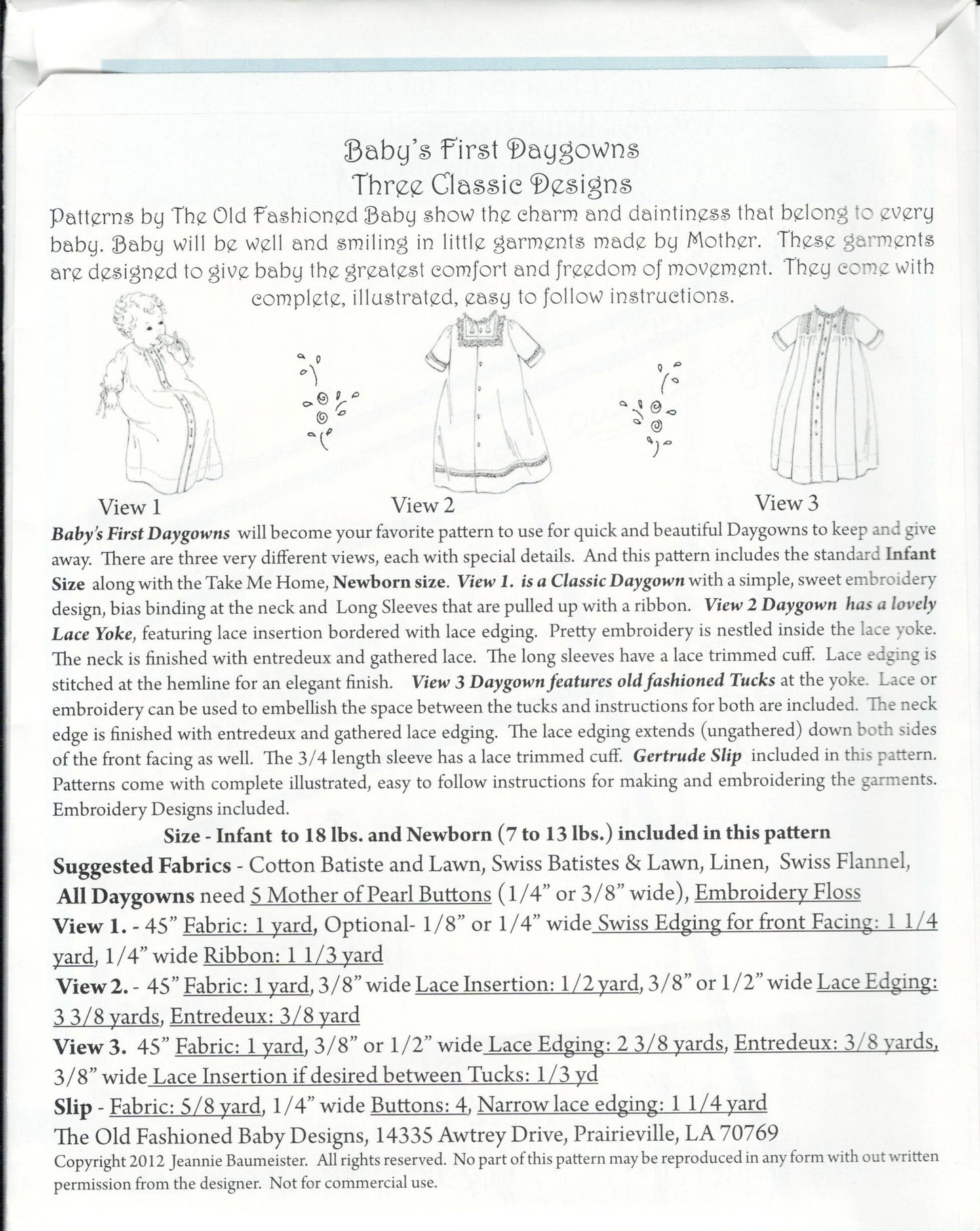 The Old Fashioned Baby - Baby's First Daygowns