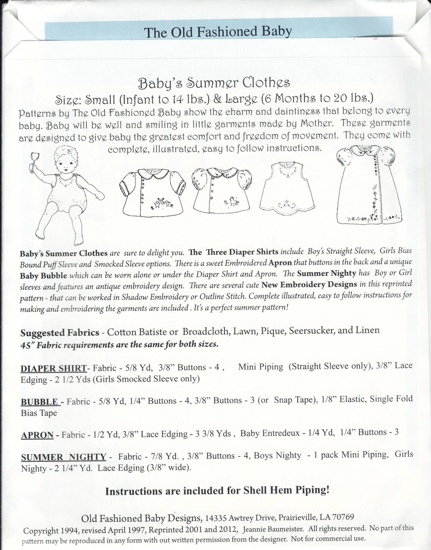 The Old Fashioned Baby - Baby's Summer Clothes