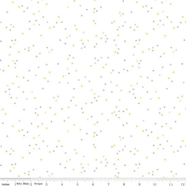 Riley Blake Quilting Cotton-Blossom-Spring on White