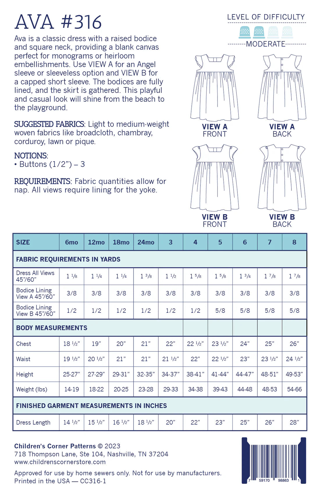 Children's Corner Patterns - Ava