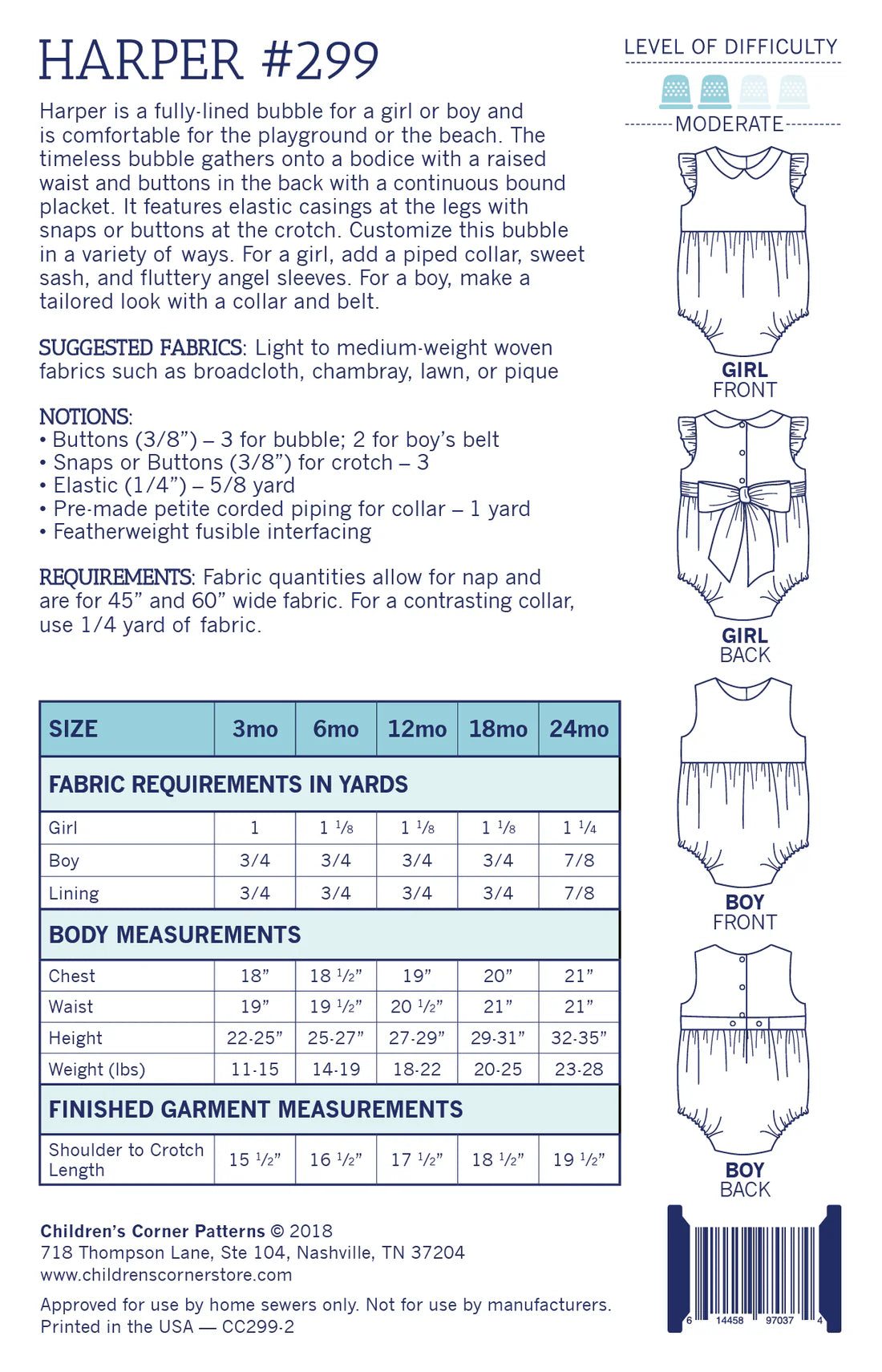 Children's Corner Patterns - Harper