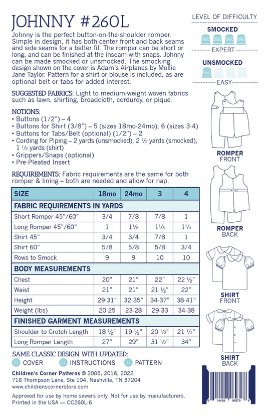 Children's Corner Patterns - Johnny