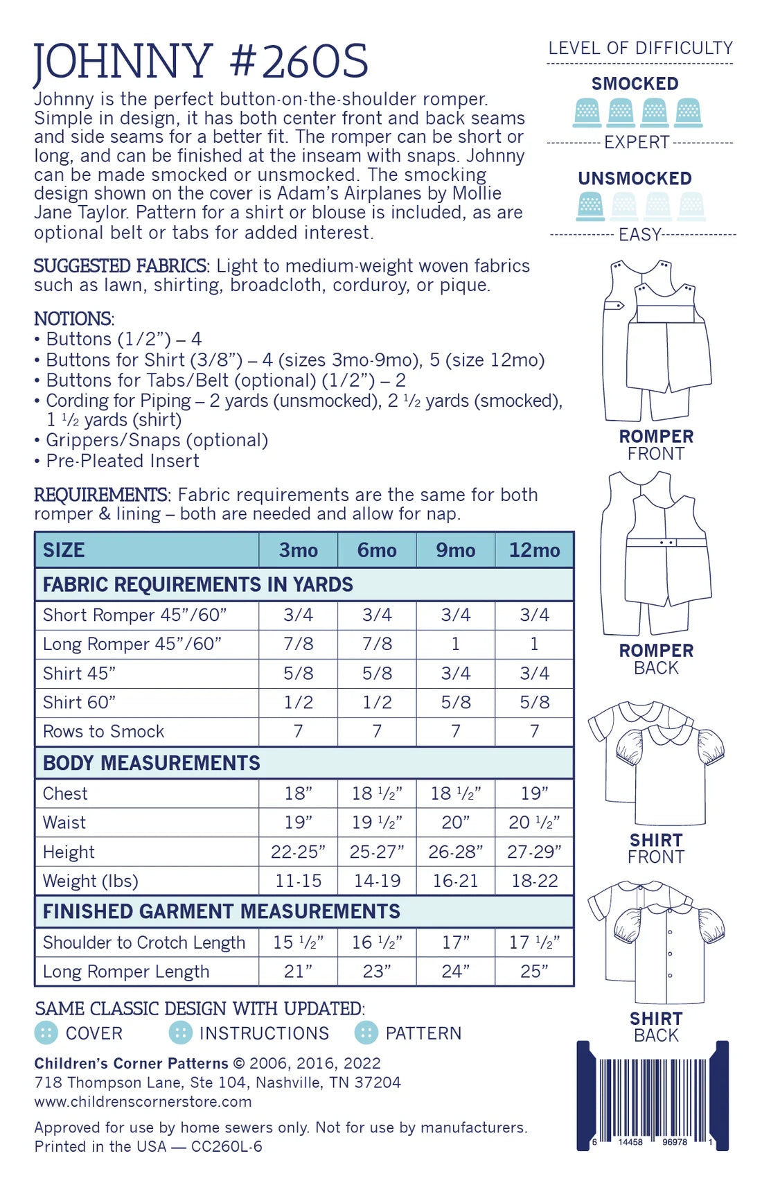Children's Corner Patterns - Johnny