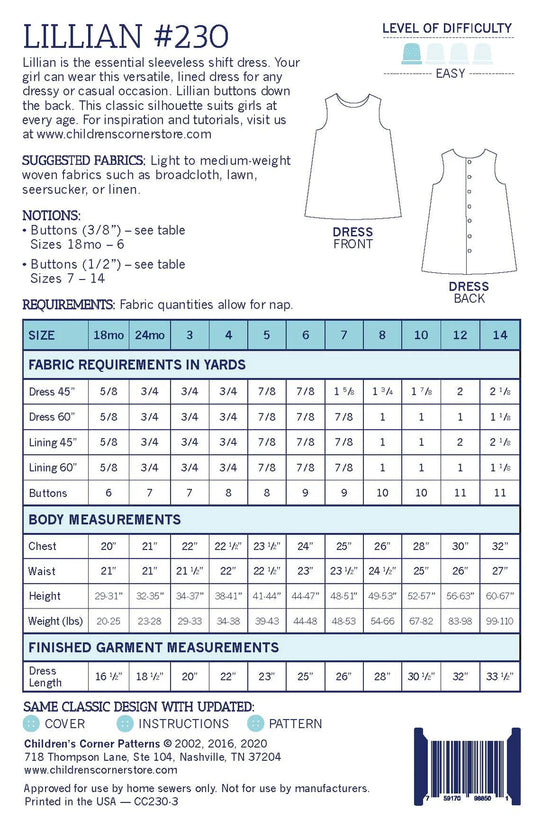 Children's Corner Patterns - Lillian