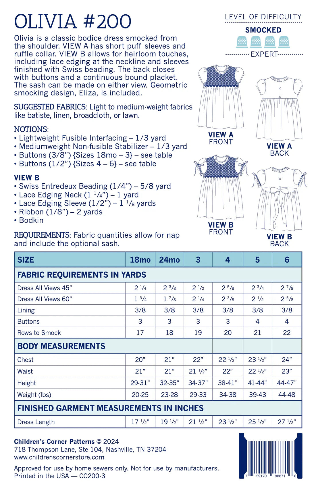 Children's Corner Patterns - Olivia