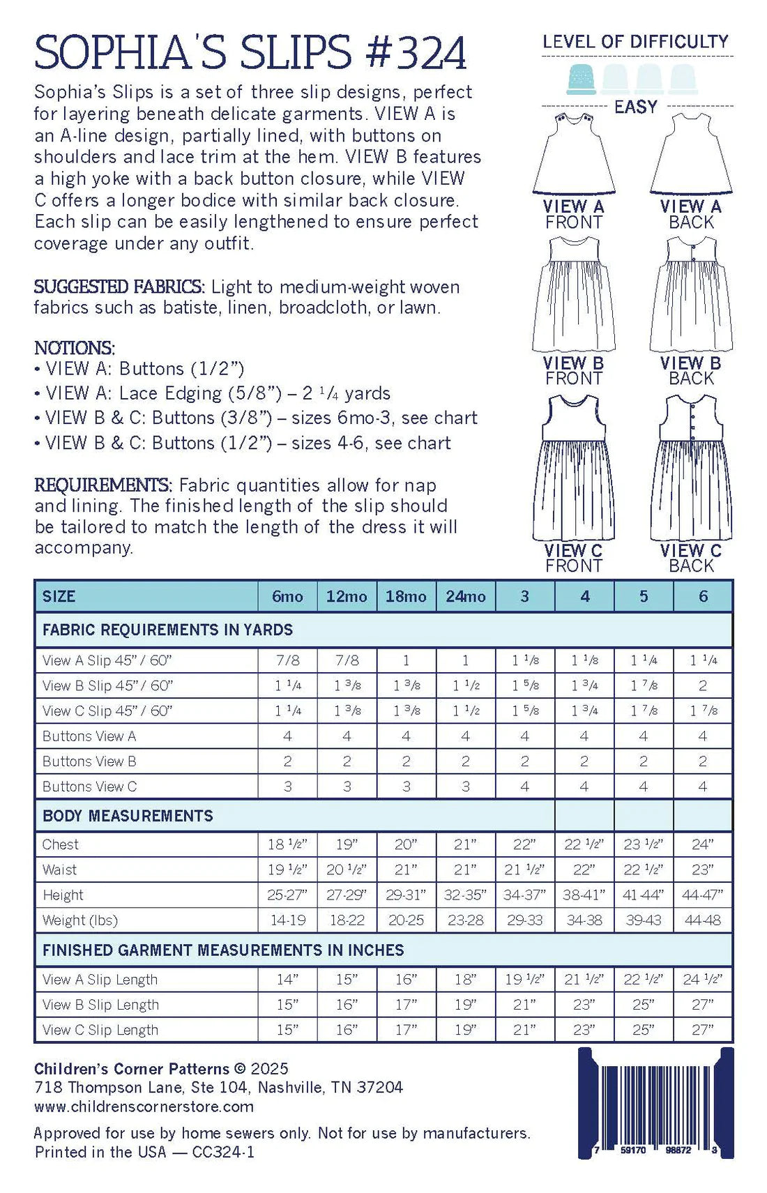 Children's Corner Patterns - Sophia's Slips