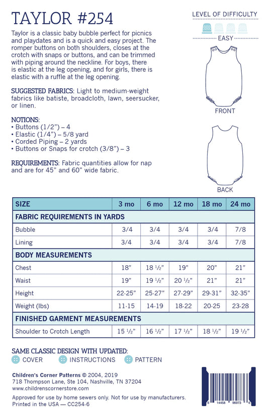 Children's Corner Patterns - Taylor