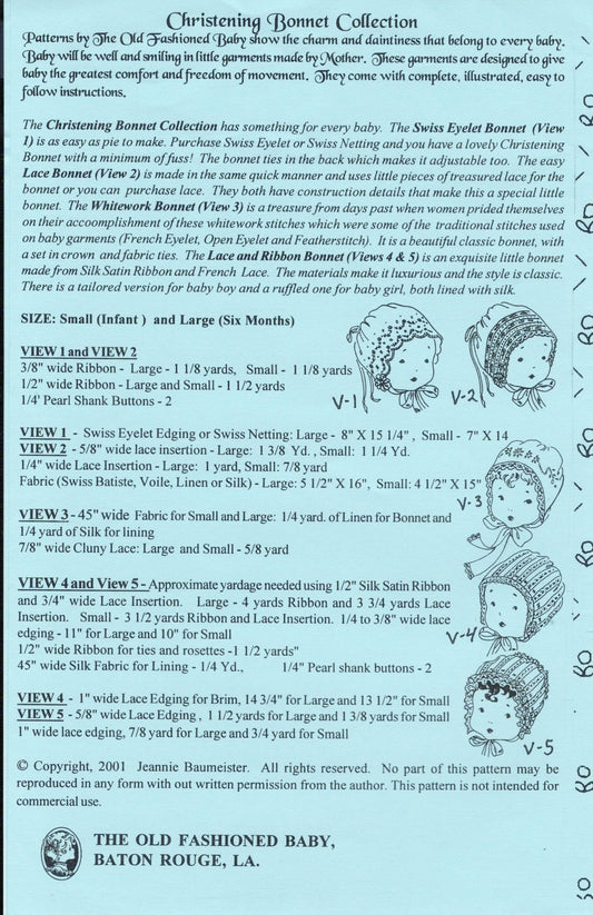 The Old Fashioned Baby - Christening Bonnet Collection