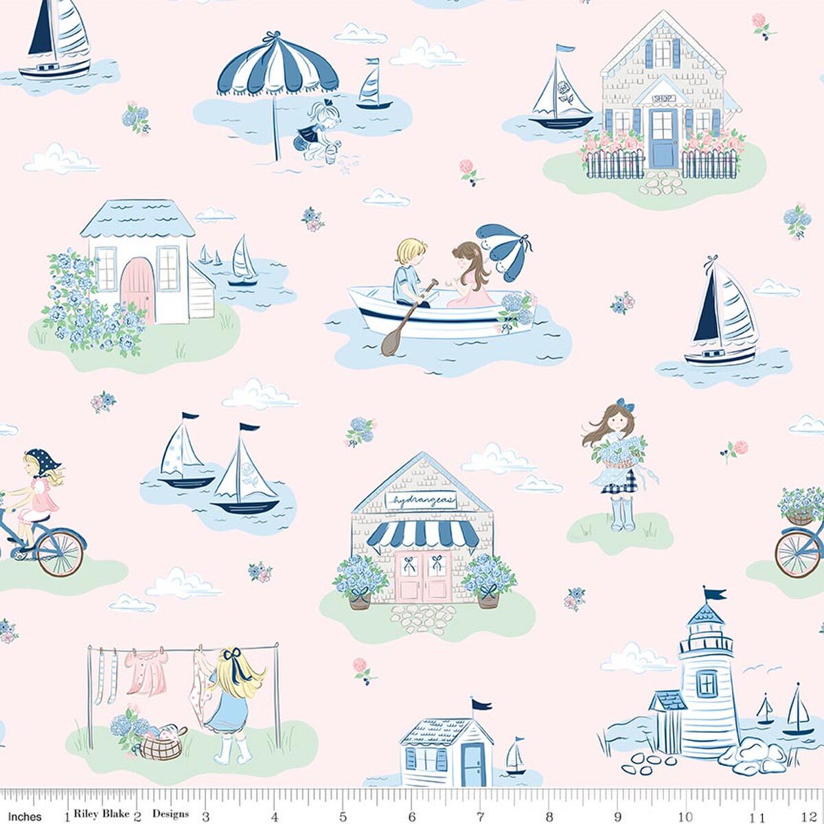 Riley Blake Quilting Cotton-Coastal Dreams Main-Pink