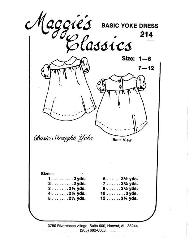 Maggie's Classics-Pattern 214 (Basic Yoke Dress)