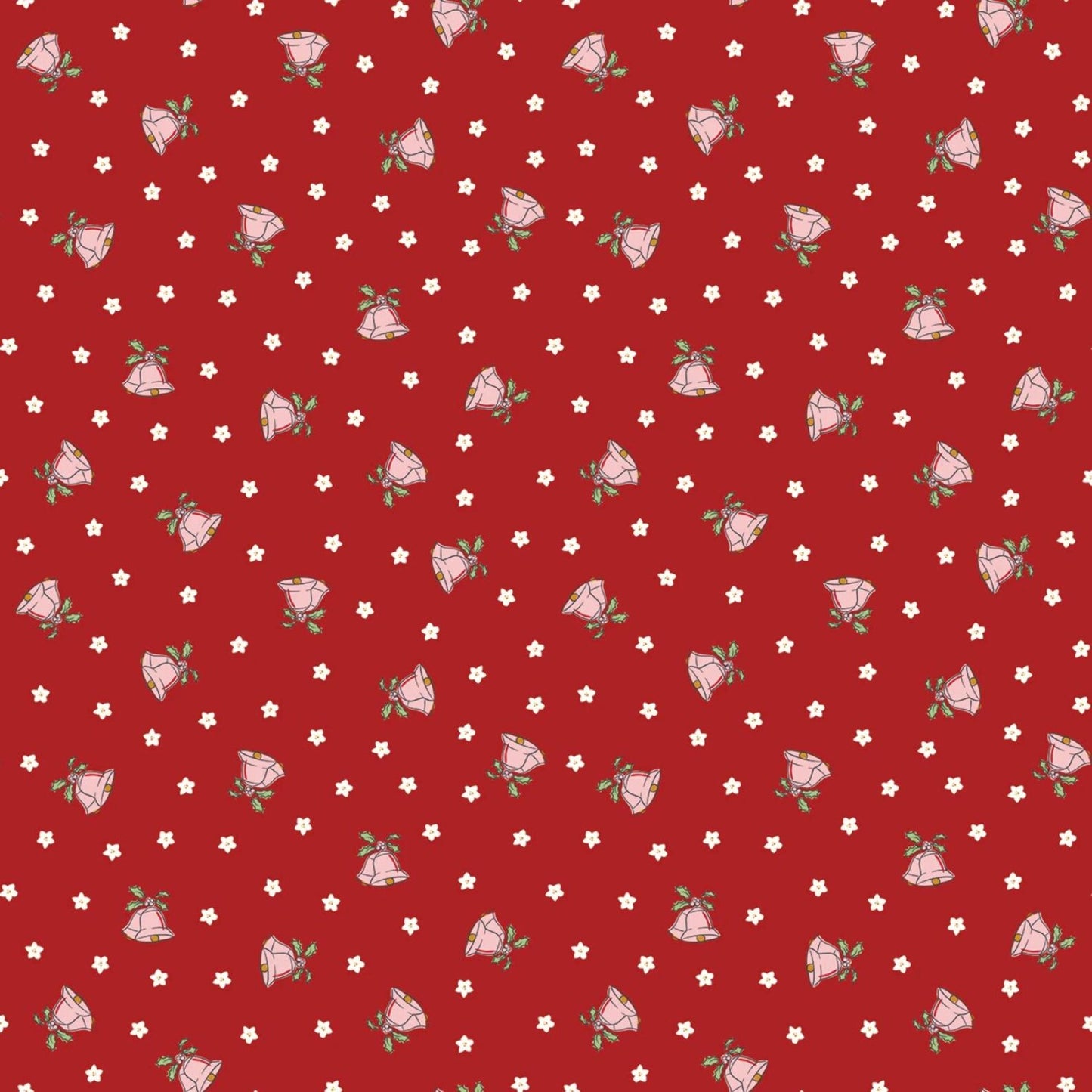 Riley Blake-Mistletoe & Holly-Christmas Bells-Barn Red