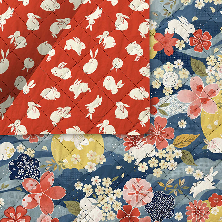 Pre-Quilted-Moon Rabbit-Blue & Rust