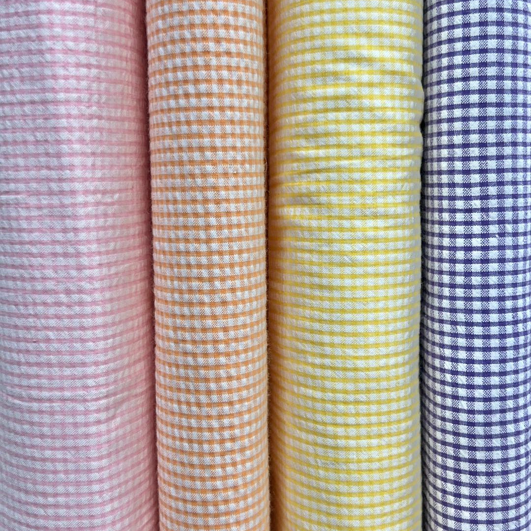 Checkered Seersucker-Pink, Orange, Yellow, Purple