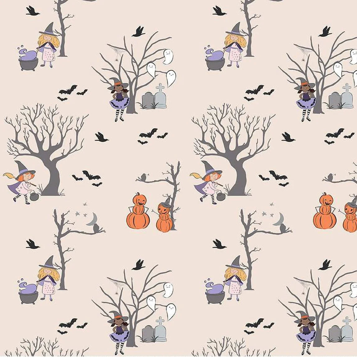 Riley Blake Quilting Cotton-Spooky Schoolhouse-Pattern SC13200-Latte