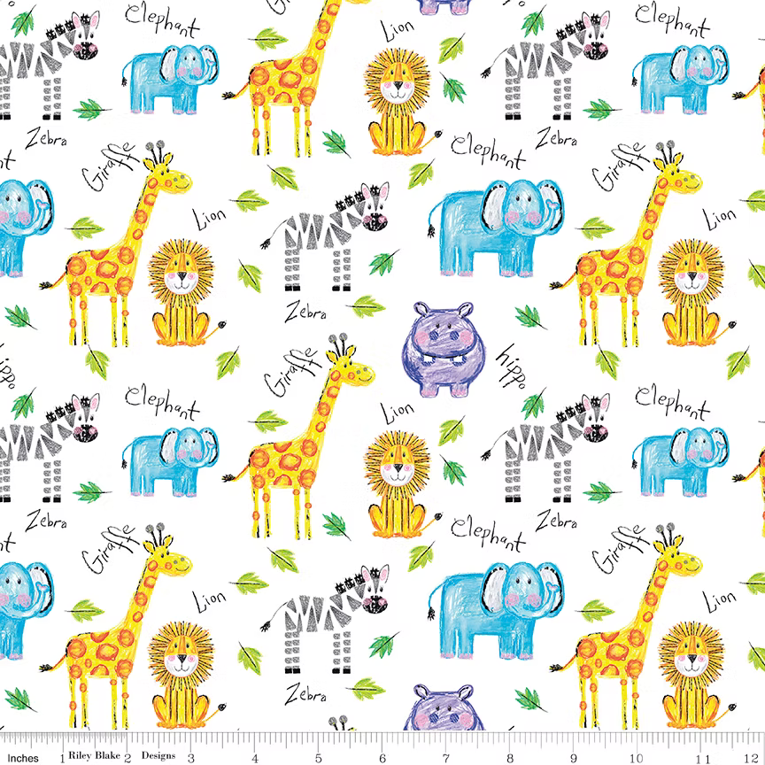 Riley Blake-C11010-White-Colorful Friends