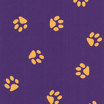 Fabric Finders Print #1579-Paw Prints on Purple