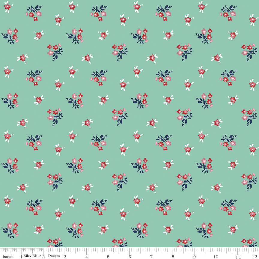 Riley Blake Quilting Cotton-Seaside-Floral Teal