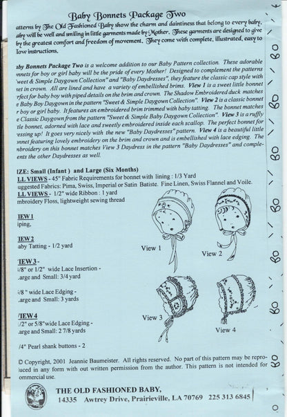 The Old Fashioned Baby - Baby Bonnets