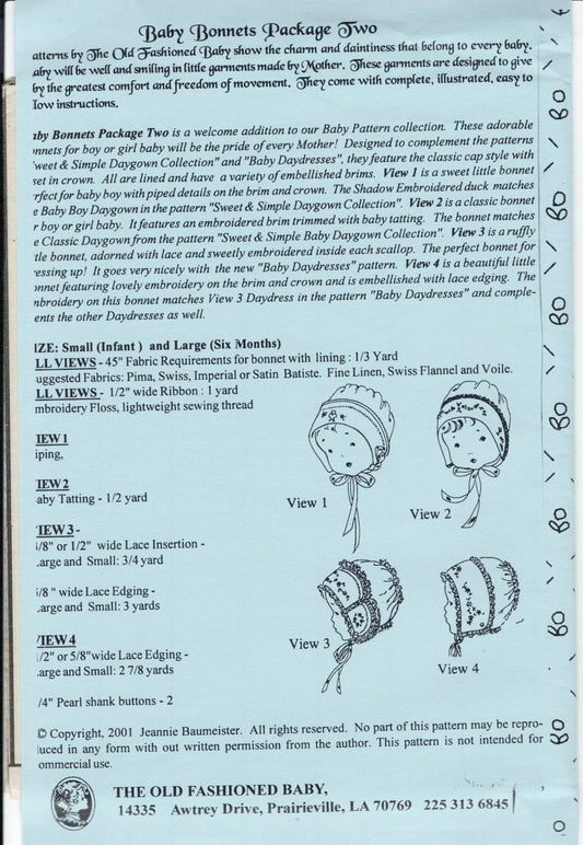 The Old Fashioned Baby - Baby Bonnets