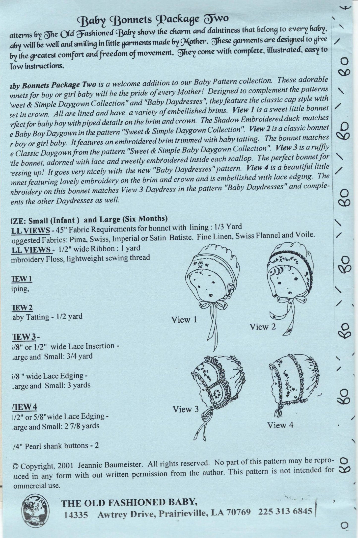 The Old Fashioned Baby - Baby Bonnets 2