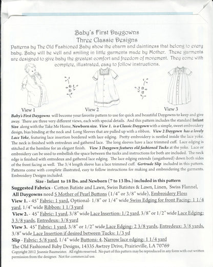 The Old Fashioned Baby - Baby's First Daygowns