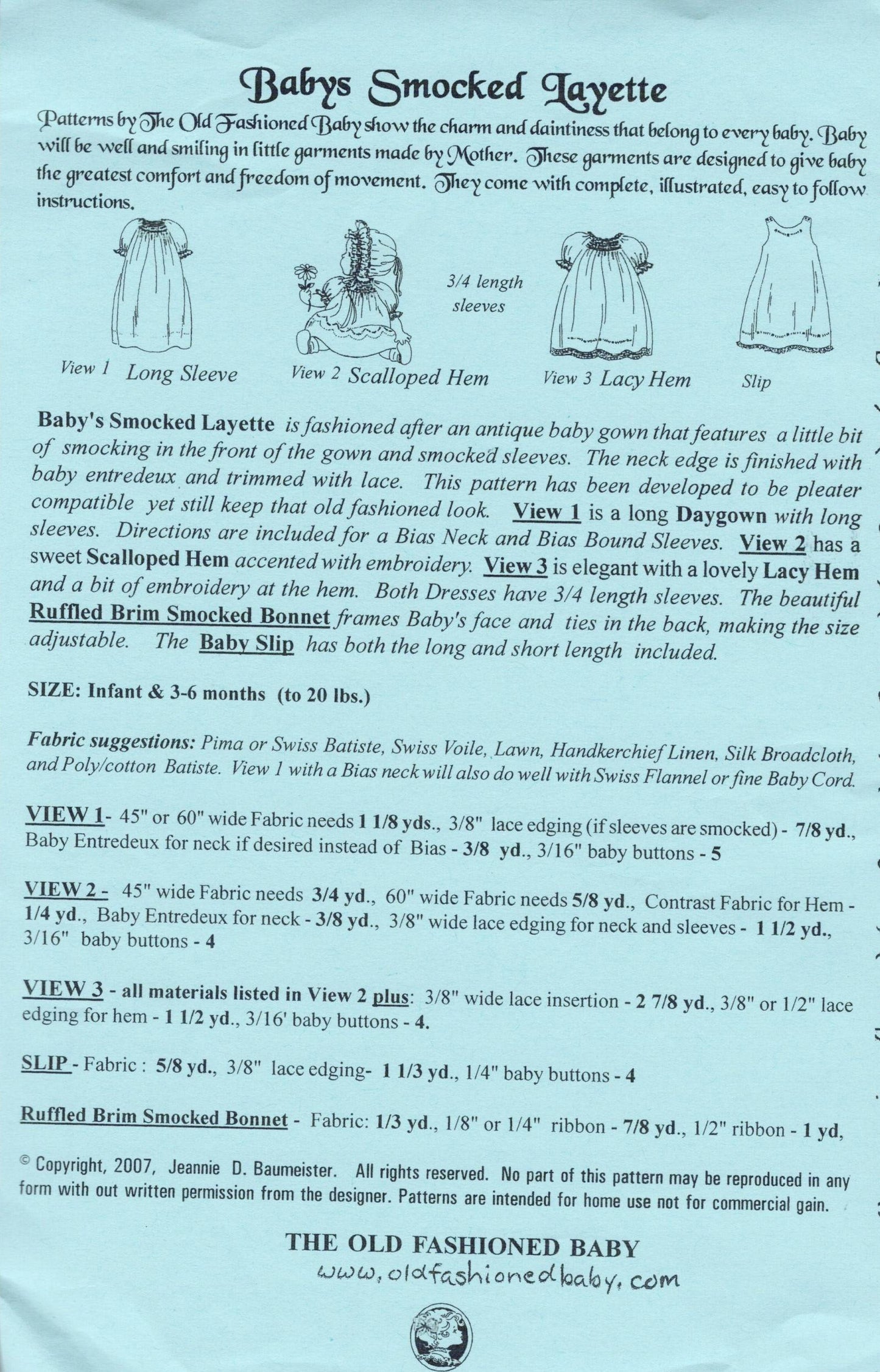The Old Fashioned Baby - Baby's Smocked Layette