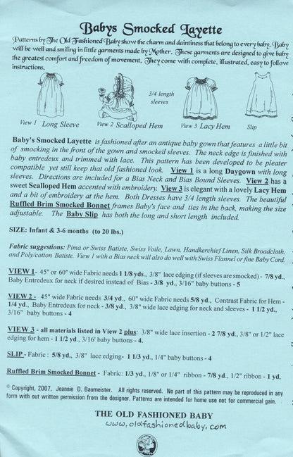 The Old Fashioned Baby - Baby's Smocked Layette