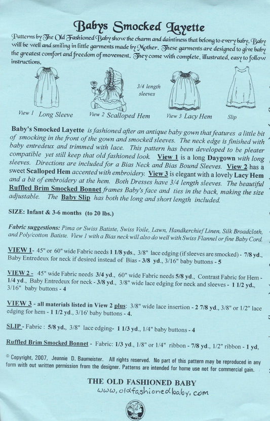 The Old Fashioned Baby - Baby's Smocked Layette