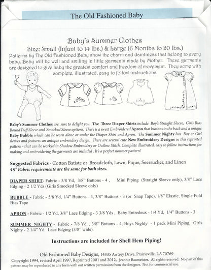 The Old Fashioned Baby - Baby's Summer Clothes