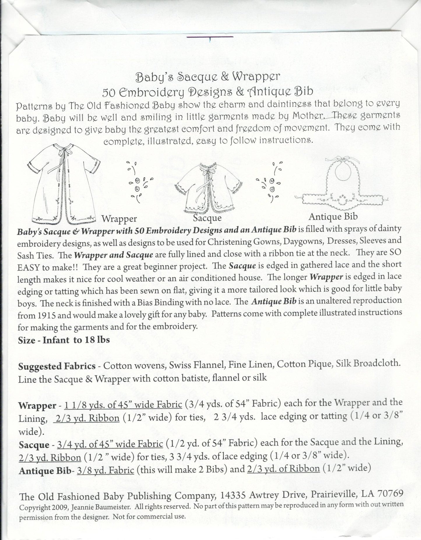 The Old Fashioned Baby - Baby's Sacque and Wrapper
