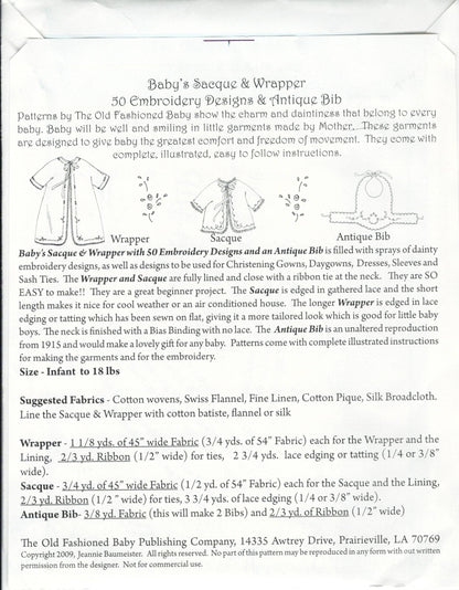 The Old Fashioned Baby - Baby's Sacque and Wrapper