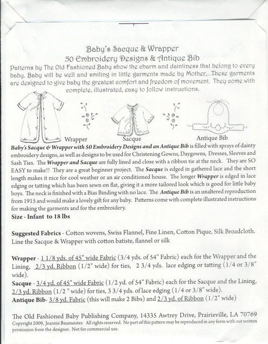 The Old Fashioned Baby - Baby's Sacque and Wrapper