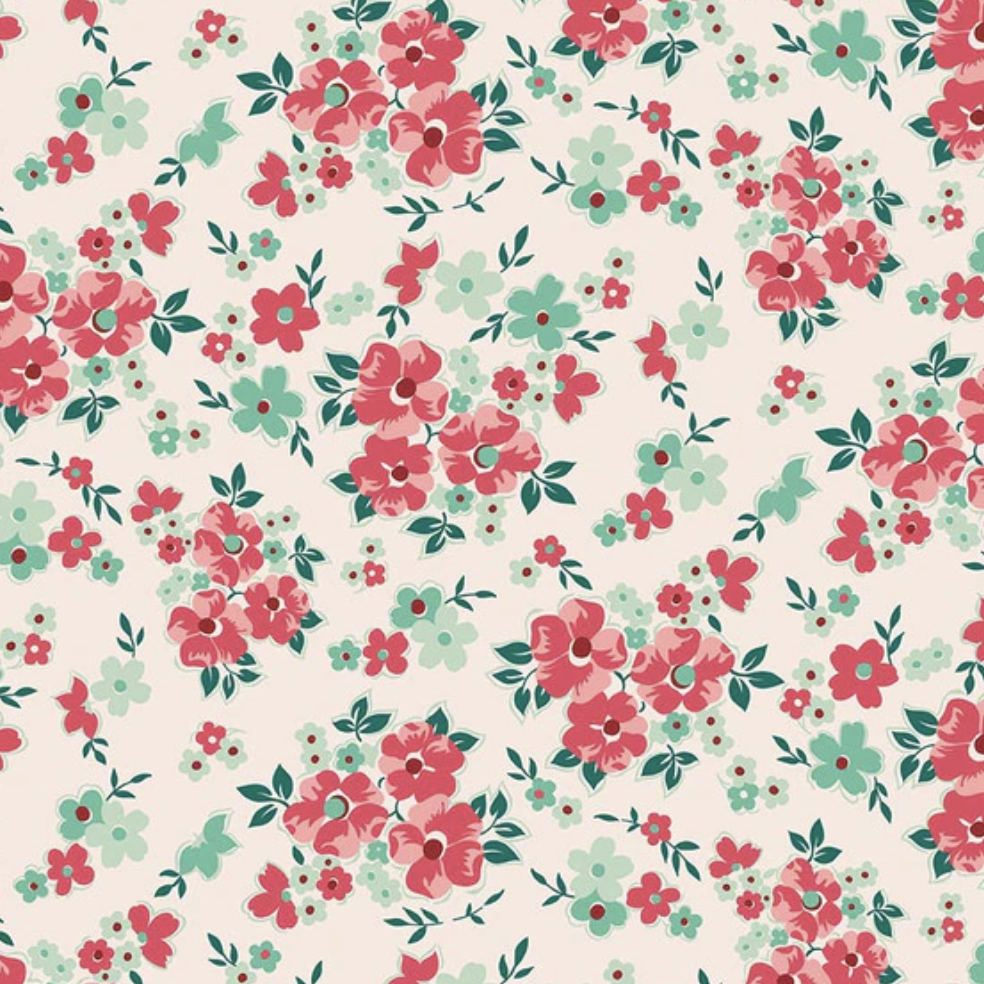Riley Blake Quilting Cotton-Berry and Sage Floral Latte