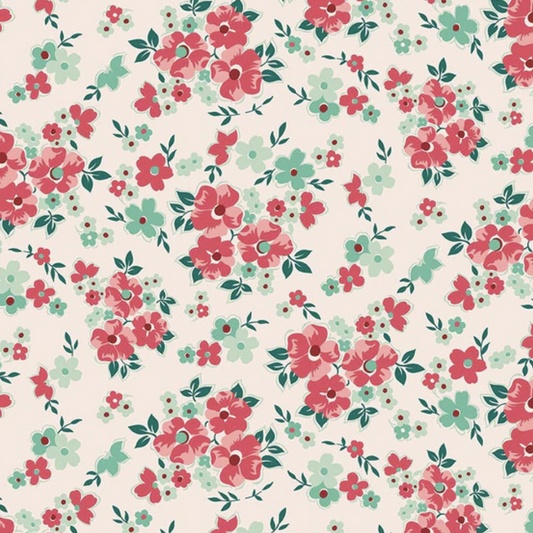 Riley Blake Quilting Cotton-Berry and Sage Floral Latte