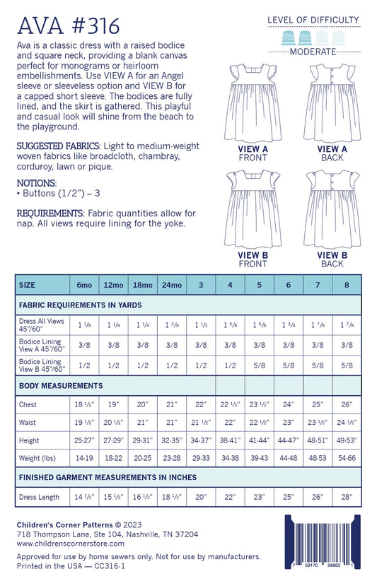 Children's Corner Patterns - Ava