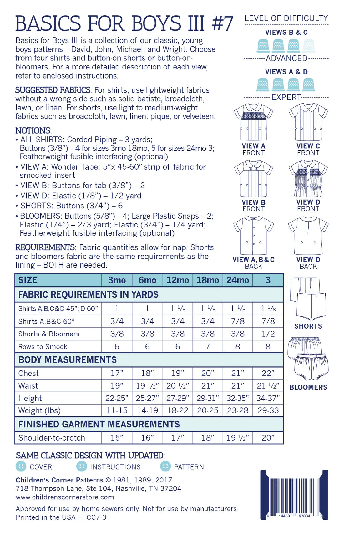 Children's Corner Patterns - Basics for Boys III