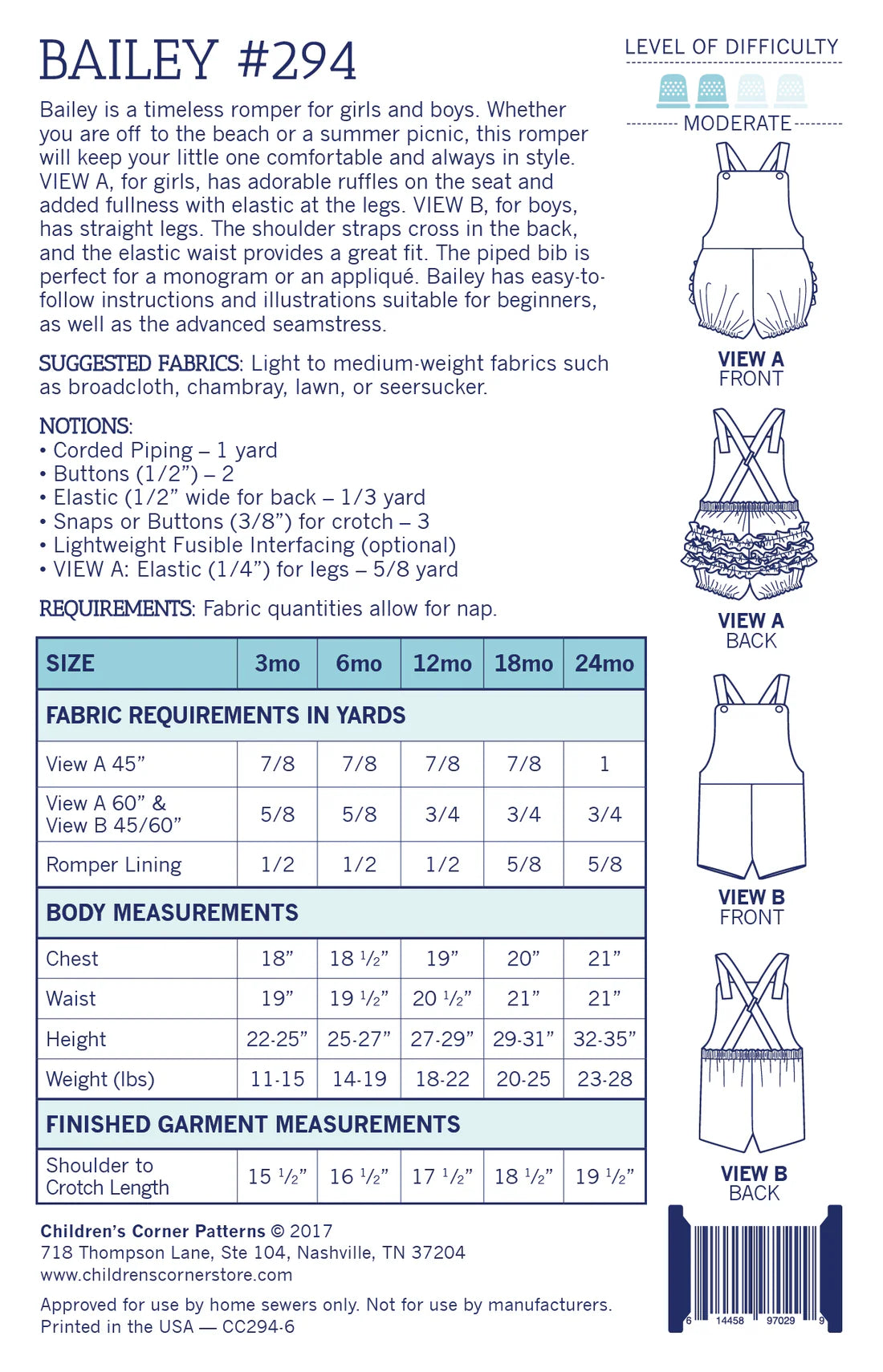 Children's Corner Patterns - Bailey