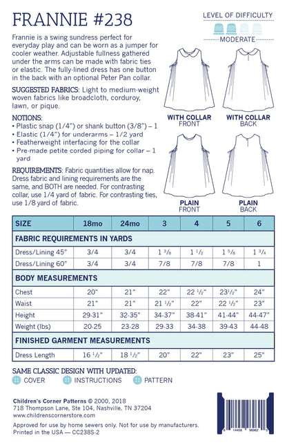 Children's Corner Patterns - Frannie