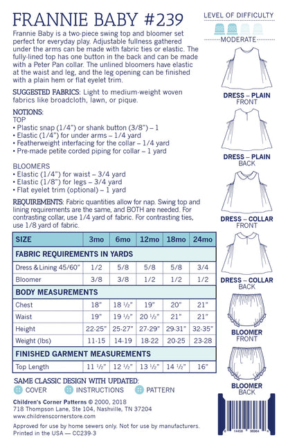 Children's Corner Patterns - Frannie Baby