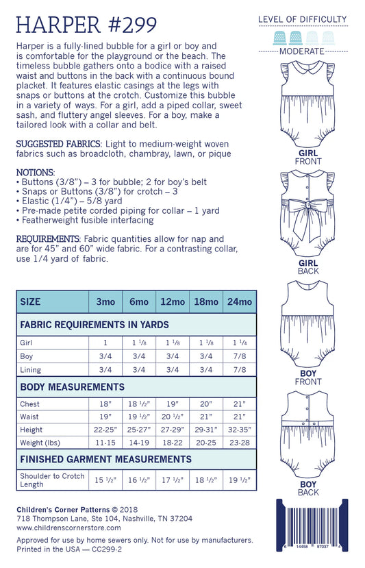 Children's Corner Patterns - Harper