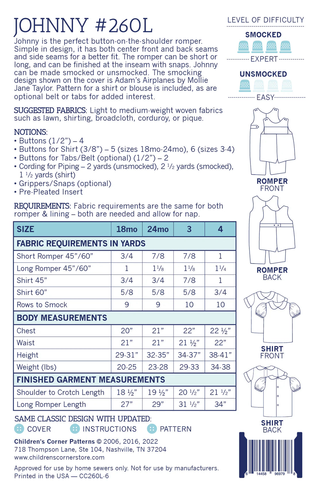 Children's Corner Patterns - Johnny