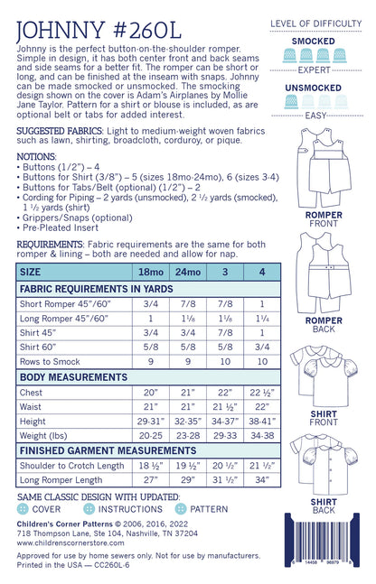 Children's Corner Patterns - Johnny