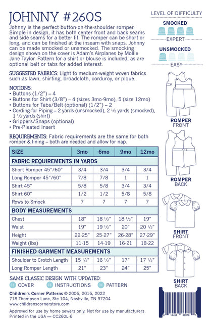 Children's Corner Patterns - Johnny