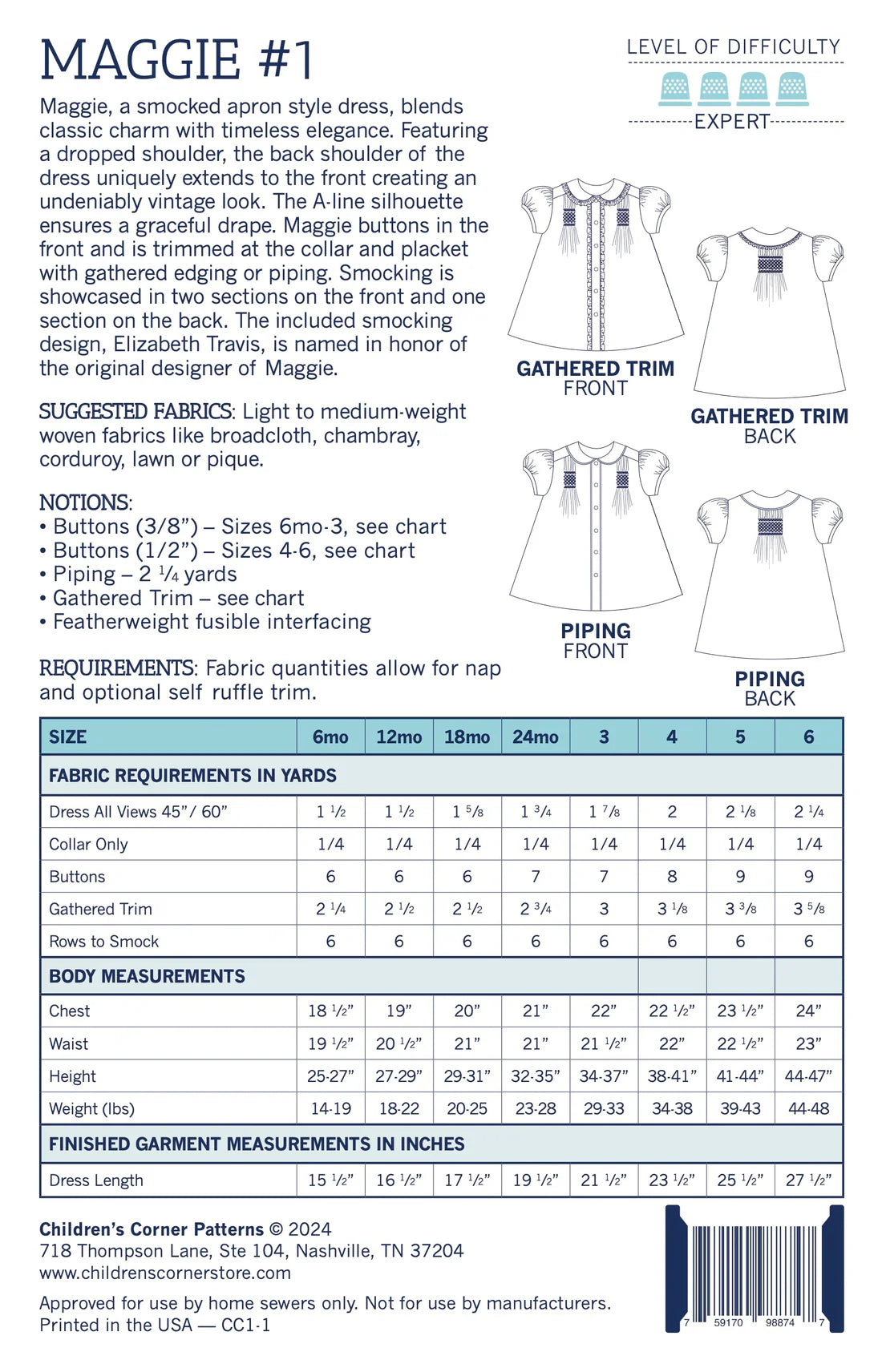 Children's Corner Patterns - Maggie