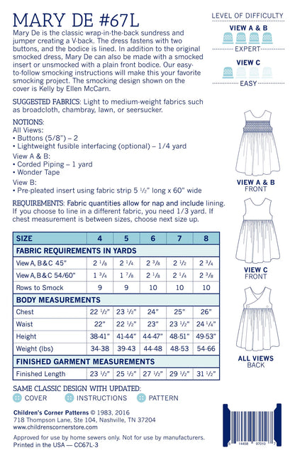 Children's Corner Patterns - Mary De