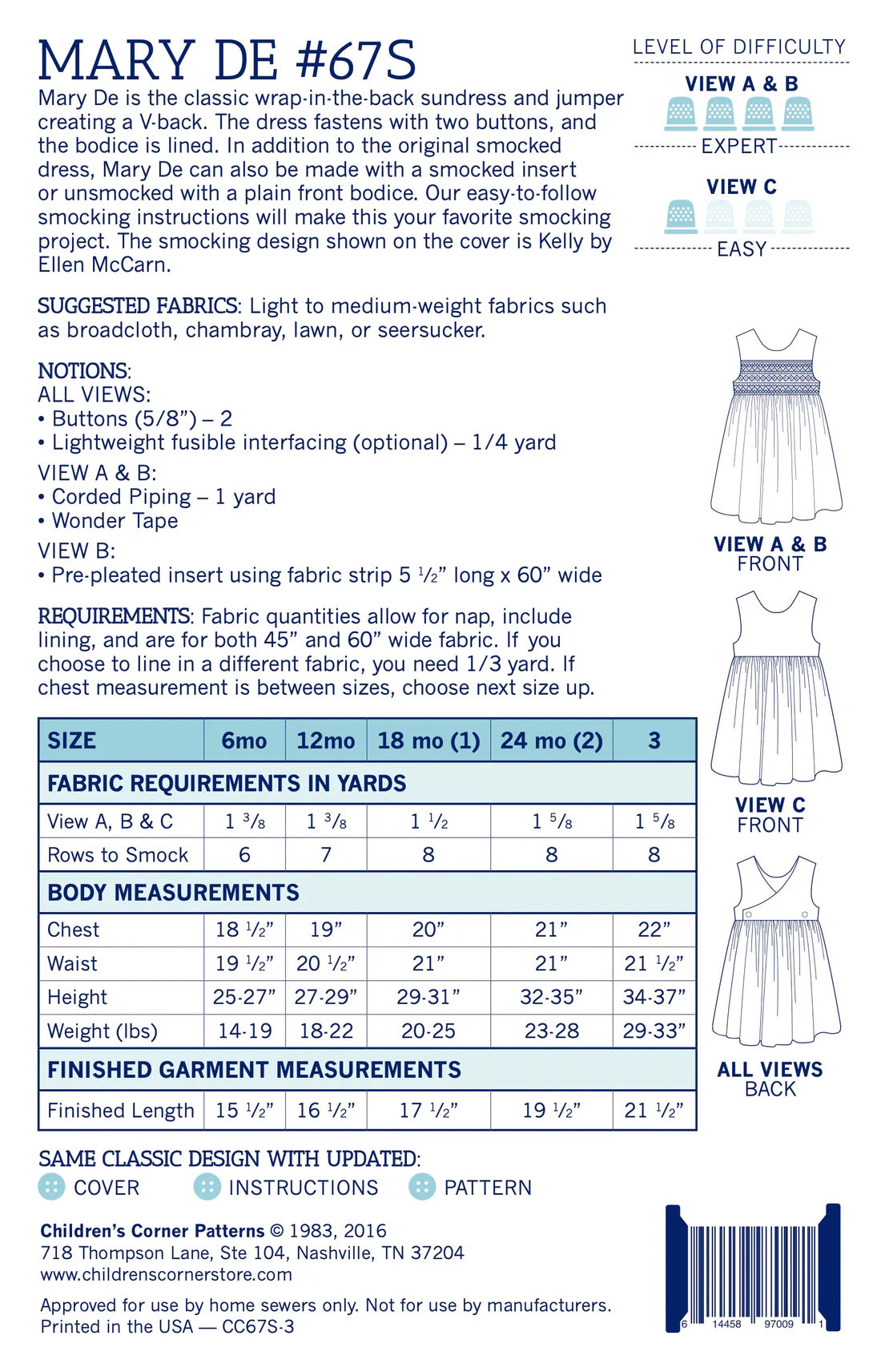 Children's Corner Patterns - Mary De