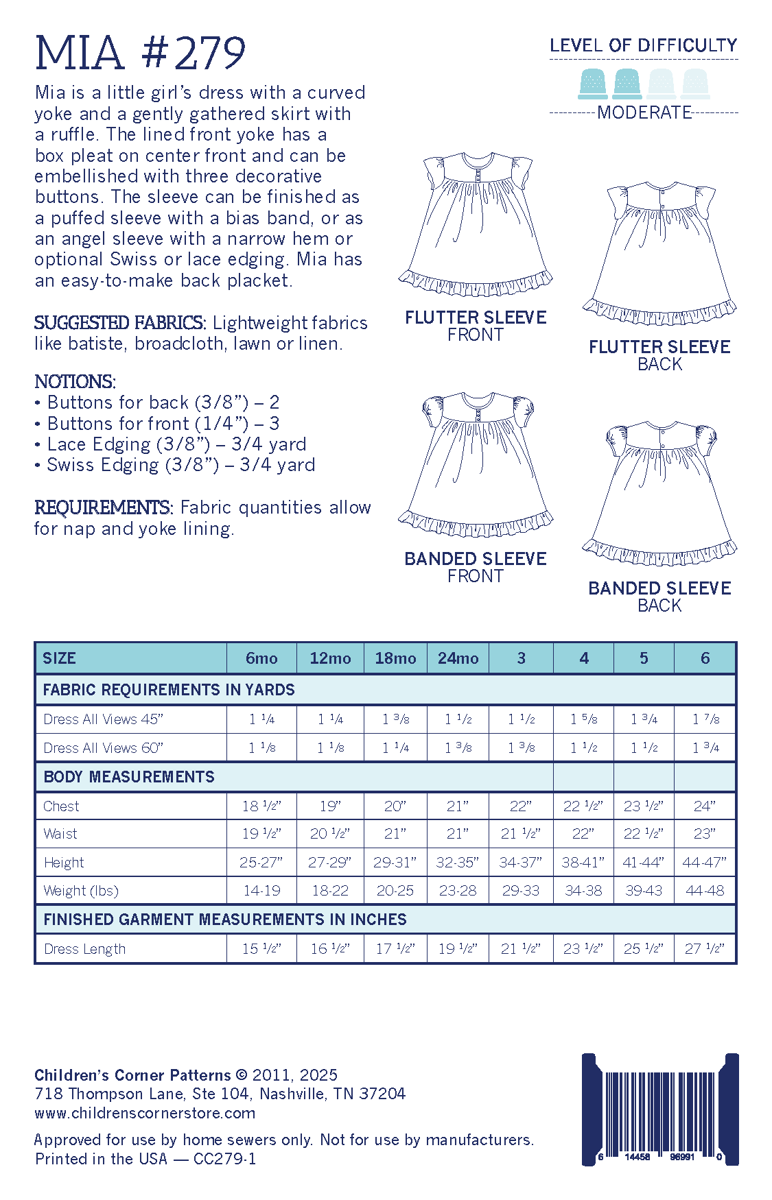 Children's Corner Patterns - Mia