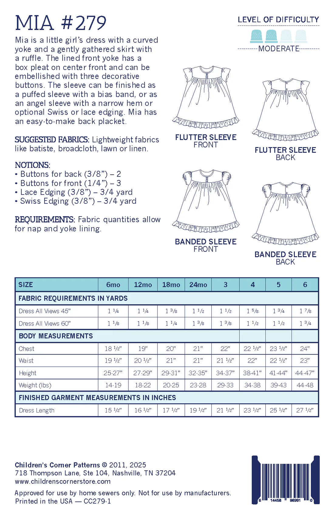 Children's Corner Patterns - Mia