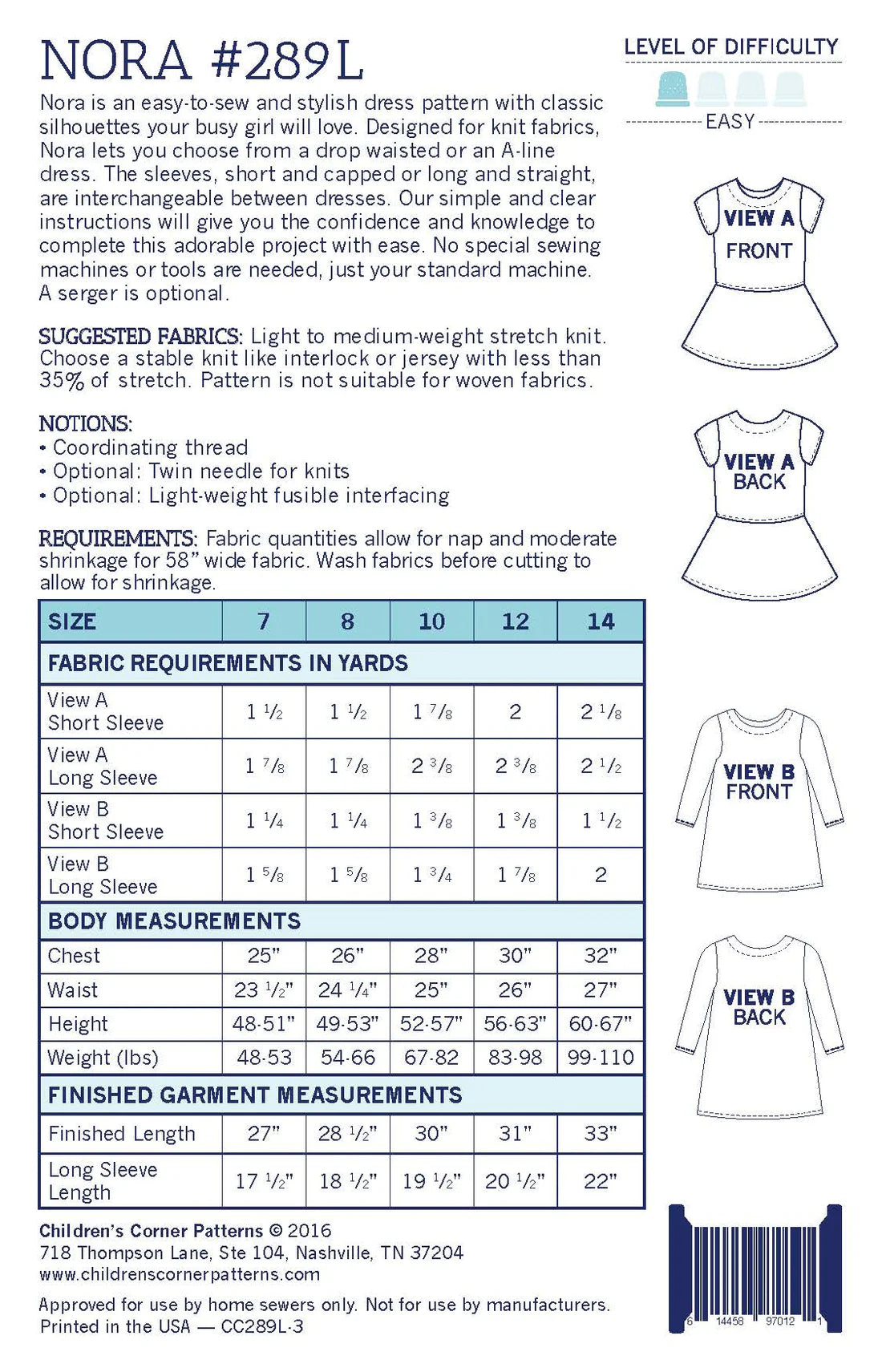 Children's Corner Patterns - Nora